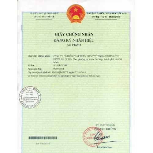 GCN đăng ký nhãn hiệu Lot Everest285